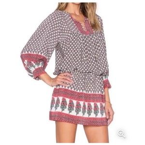 Ulla Johnson Indian Bazaar Floral Printed Silk Boho Tunic Shirt Dress